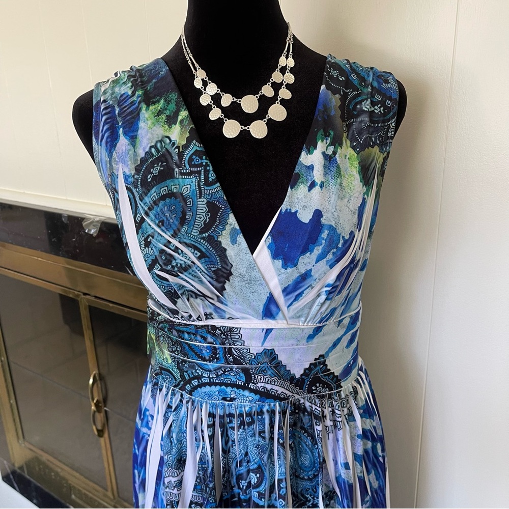 Blue and Green paisley goddess maxi dress